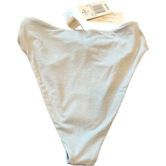 NWT l*space Shimmer Nancy Lee Bikini Bottom Bitsy Pale Blue High Waist Crossover - Picture 5 of 11